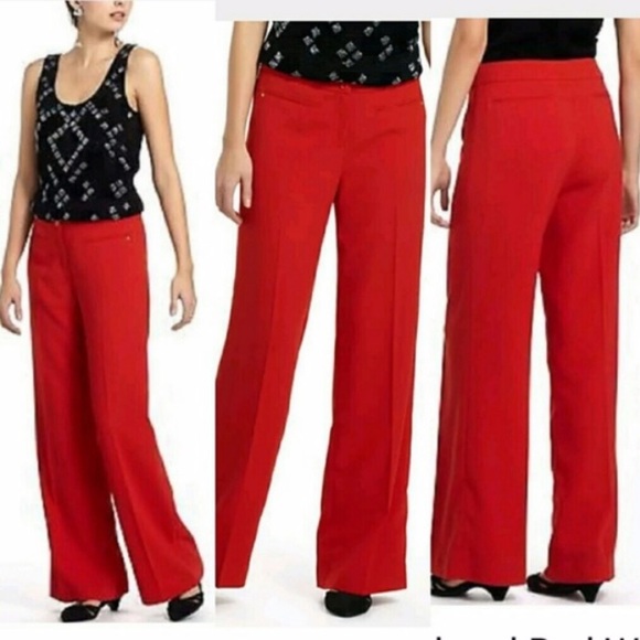 Like New Anthropologie Leifsdottir Orange Red Wide Leg Pants - Picture 2 of 8